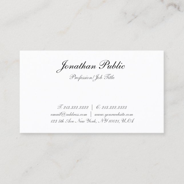 Trendy Elegant Handwritten Script Modern Template Business Card (Front)
