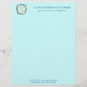 Trendy Elegant Light Aqua Custom Business Logo Letterhead