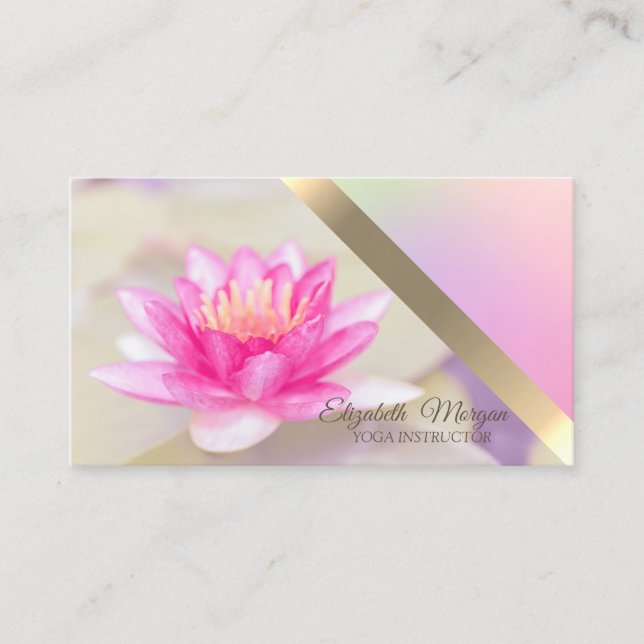 Trendy Elegant Lotus Flower Yoga Instructor  Business Card (Front)