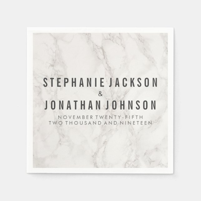 Trendy Elegant Marble Wedding Celebration Napkin (Front)