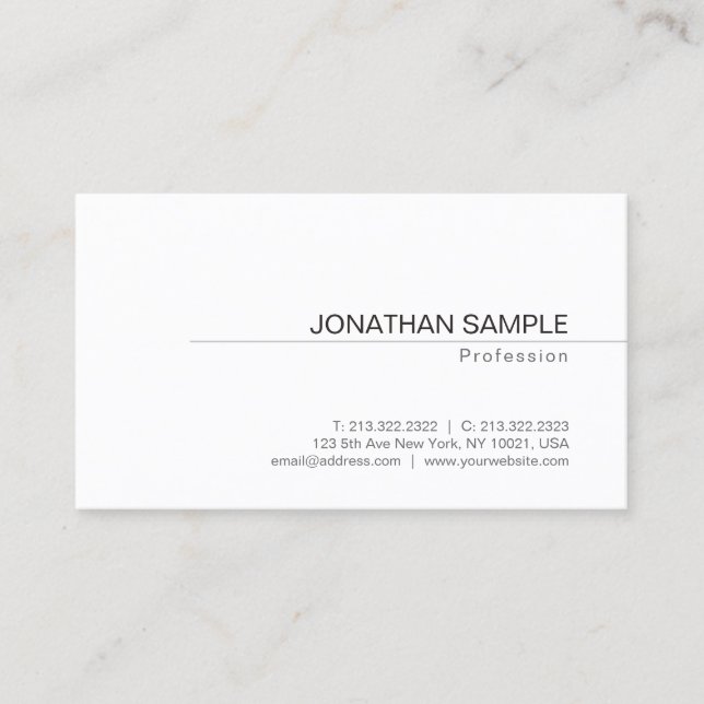 Trendy Elegant Minimalistic Design Modern Plain Business Card (Front)