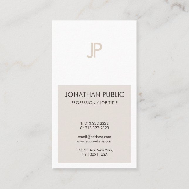 Trendy Elegant Minimalistic Design Monogram Plain Business Card (Front)