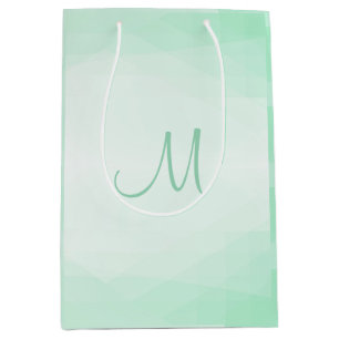Trendy Elegant Mint Green Color Monogram Modern Medium Gift Bag