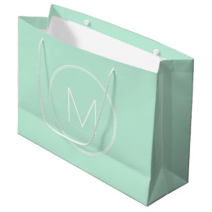 Trendy Elegant Mint Green Colour Monogram Modern Large Gift Bag
