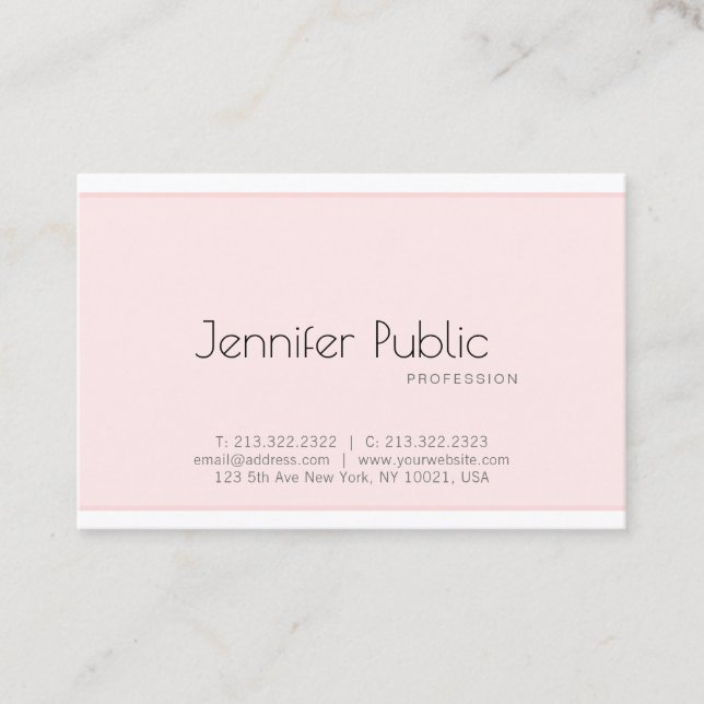 Trendy Elegant Modern Design Clean Plain Luxury Business Card (Front)
