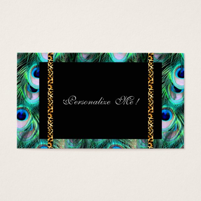 Trendy Elegant Modern Girly Peacock & Leopard (Front)