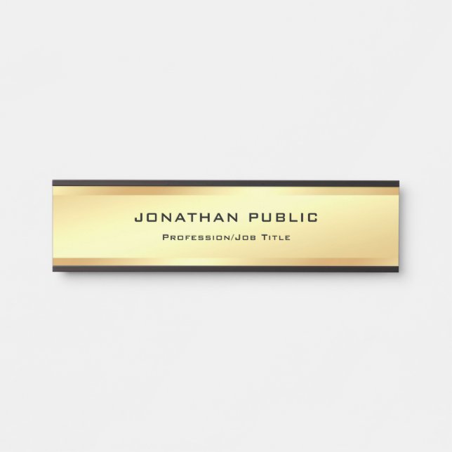 Trendy Elegant Modern Gold Look Glamour Template Door Sign (Front)