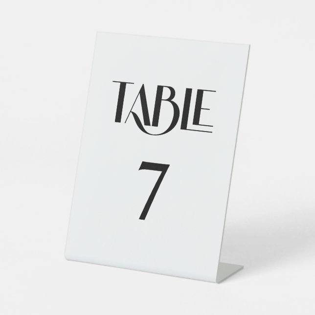 Trendy Elegant Modern Typography Table Number Pedestal Sign (Front)