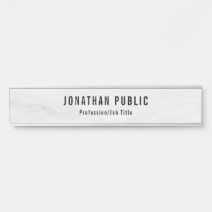 Trendy Elegant Modern White Marble Template Door Sign