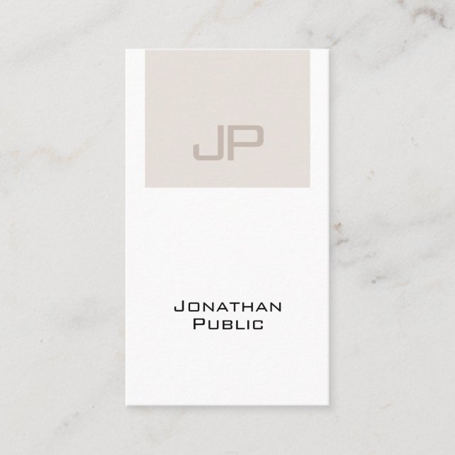 Trendy Elegant Monogram Clean Plain Luxury Business Card (Front)