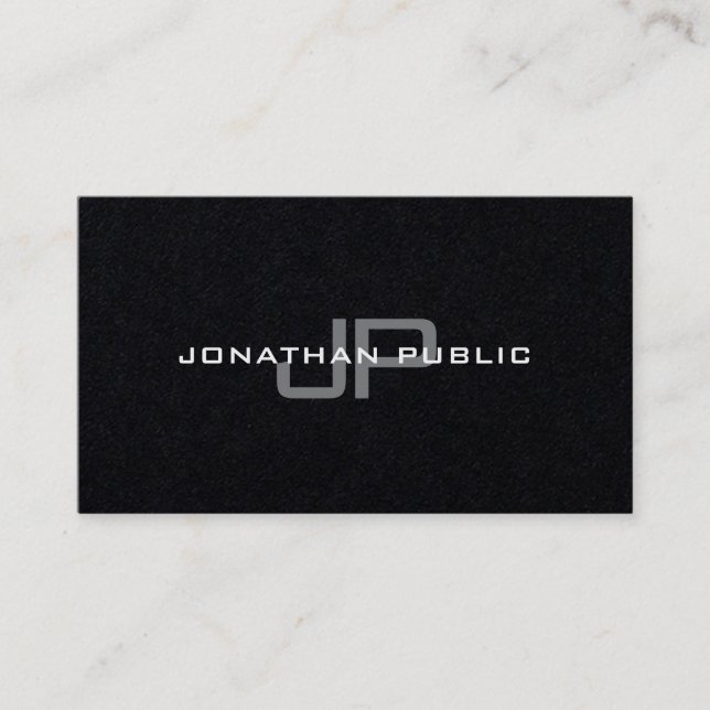Trendy Elegant Monogram Minimalist Plain Luxury Business Card (Front)