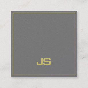 Trendy Elegant Monogram Plain Pearl Finish Luxury Square Business Card