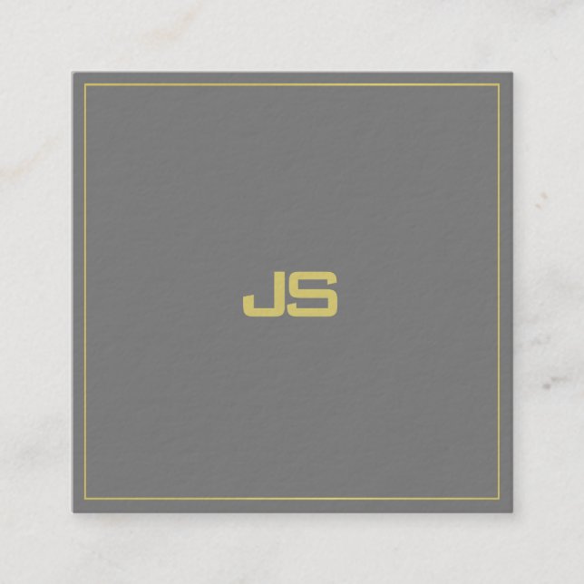 Trendy Elegant Monogram Plain Premium Thick Luxury Square Business Card (Front)