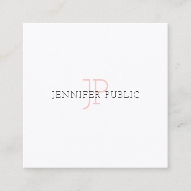 Trendy Elegant Monogram Sleek Design Luxury Modern Square Business Card (Front)