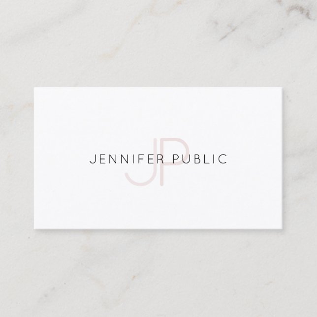 Trendy Elegant Monogrammed Modern Design Plain Business Card (Front)