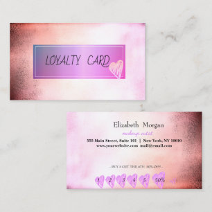Trendy Elegant Professional Frame, Hearts Mettalic Loyalty Card