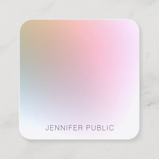 Trendy Elegant Professional Modern Colorful Design Square Business Card (Front)