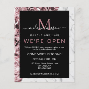 Trendy Elegant Realistic Pink Diamond White Marble Flyer