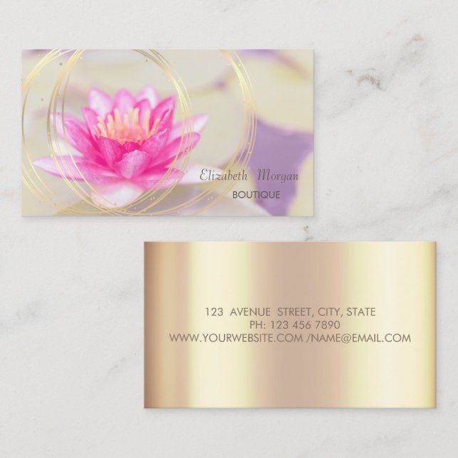 Trendy Elegant Rose Gold ,Gold Circles Lotus  Business Card (Front/Back)