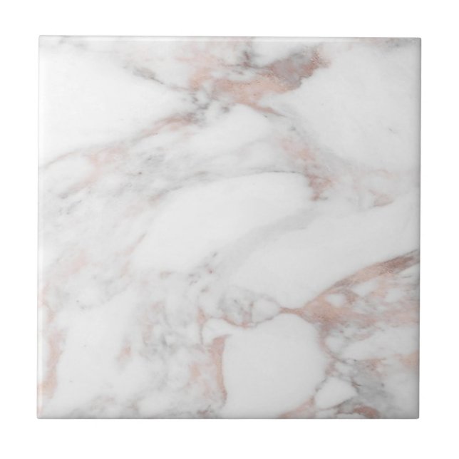 Trendy Elegant Rose Gold Marble Customer Template Tile (Front)