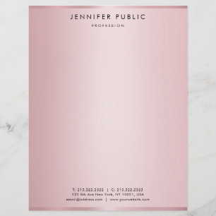 Trendy Elegant Rose Gold Modern Simple Template Custom Letterhead