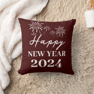 Trendy Elegant Script Happy New Year Cushion