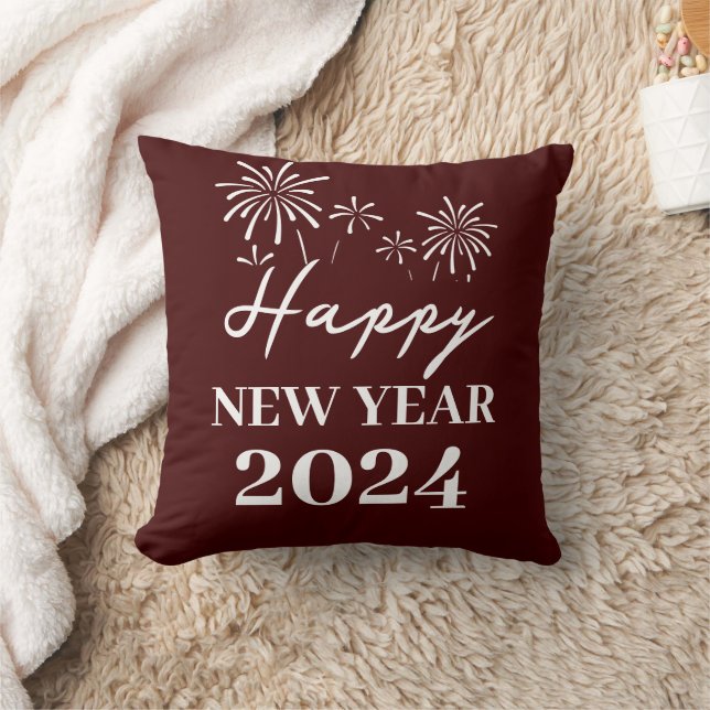 Trendy Elegant Script Happy New Year  Cushion (Blanket)