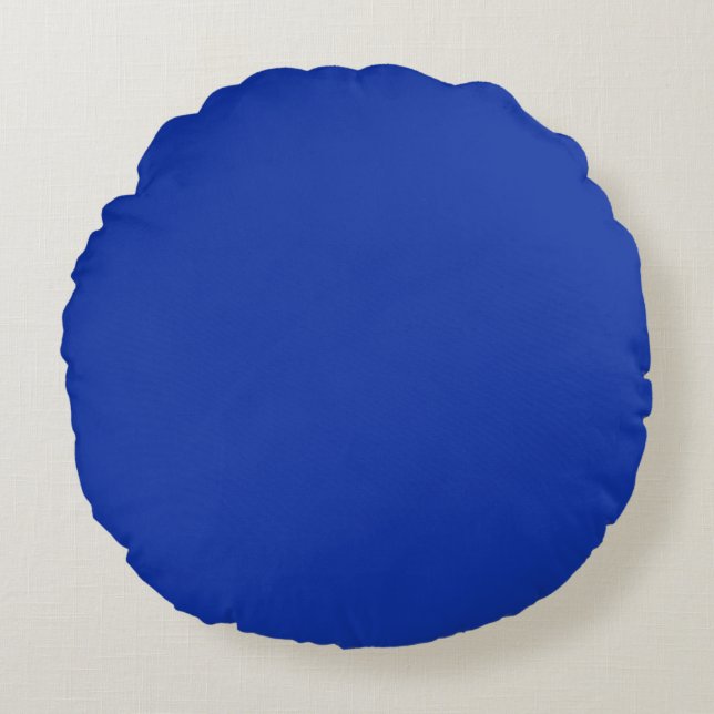 Trendy Elegant Solid Royal Blue Round Cushion (Front)