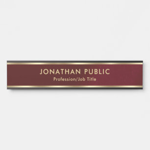 Trendy Elegant Template Black & Gold Text Luxury Door Sign