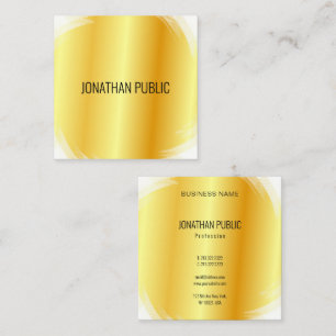 Trendy Elegant Template Faux Gold Modern Square Business Card