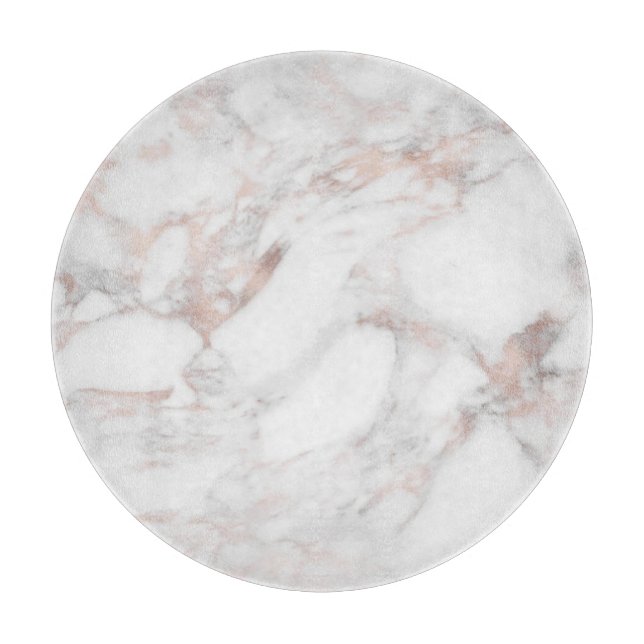 Trendy Elegant Template White Rose Gold Marble Cutting Board (Front)