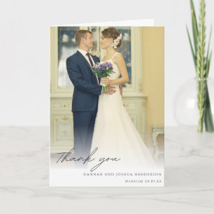 Trendy Elegant Wedding Photo Thank You Card