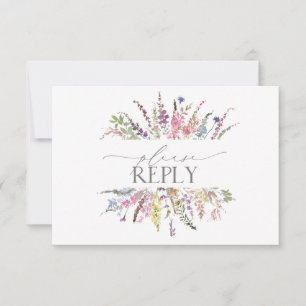 Trendy Elegant Wildflower Floral Meal Choices RSVP Card