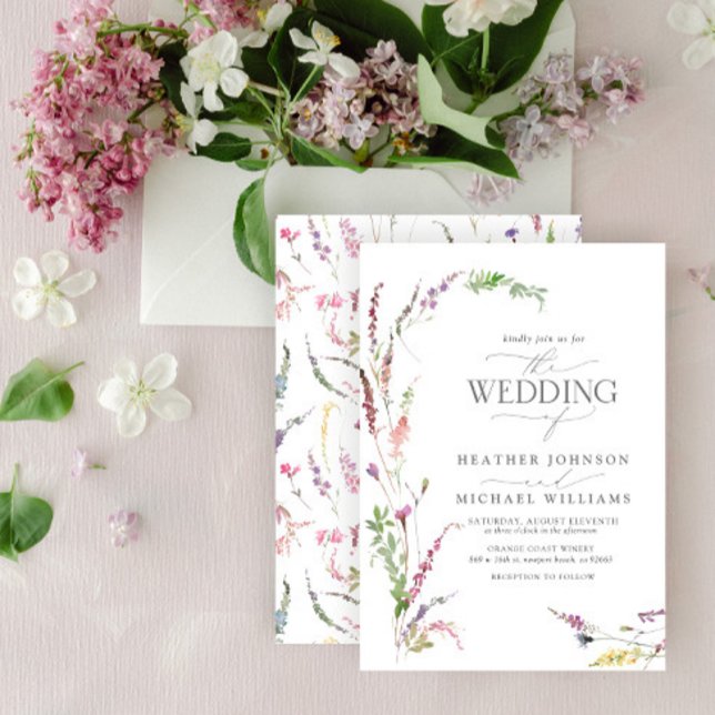 Trendy Elegant Wildflower Floral Watercolor Invitation (Creator Uploaded)