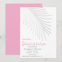 Trendy Embossed palm minimalist script Quinceañera