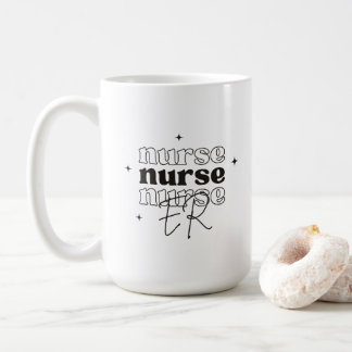 Trendy ER Nurse Wavy Typography & Script Coffee Mug