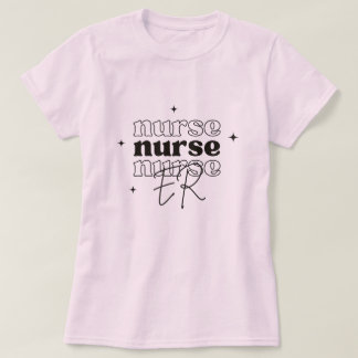 Trendy ER Nurse Wavy Typography & Script T-Shirt
