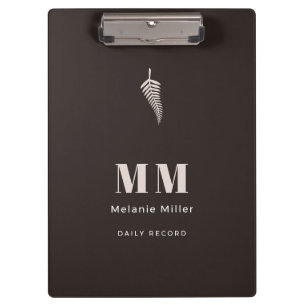 Trendy Espresso Brown Botanical Custom Name Mail Clipboard