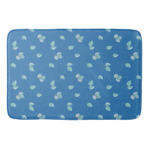 Trendy Eucalyptus Leaves On French Blue Bath Mat