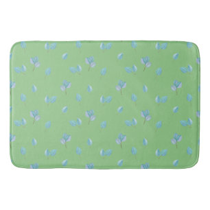 Trendy Eucalyptus Leaves On Sage Bath Mat