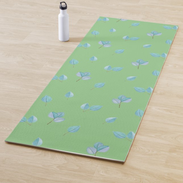 Trendy Eucalyptus Leaves On Sage  Yoga Mat (In Situ)