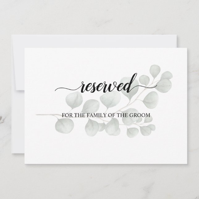 Trendy Eucalyptus Wedding Reserved Seating Sign Invitation (Front)