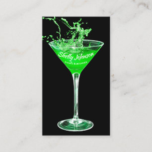 Trendy Events Bartender Neon Green Splash Business Card