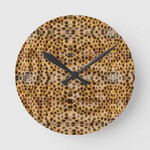 Trendy Exotic Cheetah Fur Pattern Animal Print Round Clock
