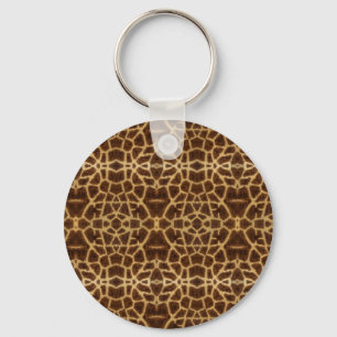 Trendy Exotic Giraffe Fur Pattern Animal Print Key Ring