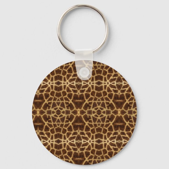 Trendy Exotic Giraffe Fur Pattern Animal Print Key Ring (Front)