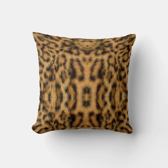 Trendy Exotic Leopard Fur Pattern Animal Print Cushion (Front)
