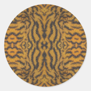 Trendy Exotic Tiger Fur Pattern Animal Print Classic Round Sticker