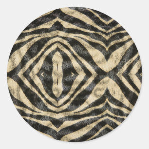 Trendy Exotic Zebra Fur Pattern Animal Print Classic Round Sticker