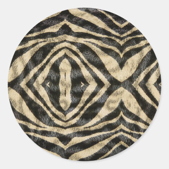 Trendy Exotic Zebra Fur Pattern Animal Print Classic Round Sticker (Front)